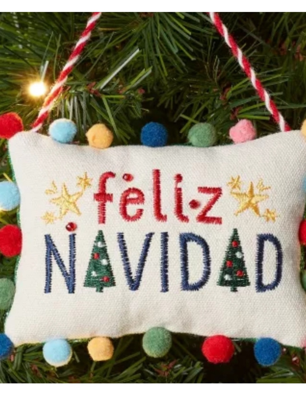 2 Target 'Feliz Navidad' “Noche Paz”Fabric Pillow Christmas Tree Ornament KC